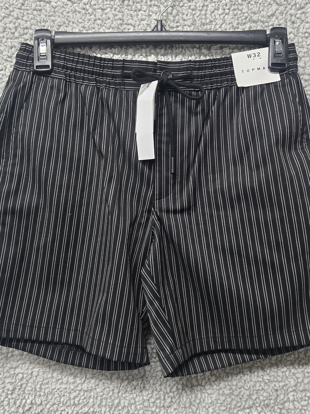 Topman Black Pinstripe Drawstring Shorts